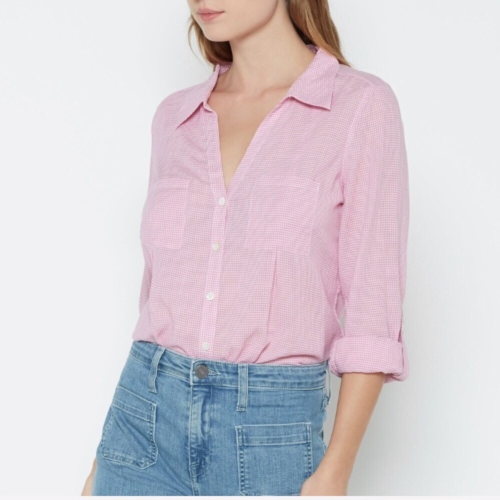 JOIE ‘Cartel’ Pink Mini-Check Gingham Button Down